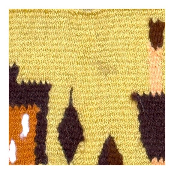 Handwoven Rectangular Small Rug Centerpiece Fringe 25x11 Yei Southwest Style SEE - Picture 3 of 6